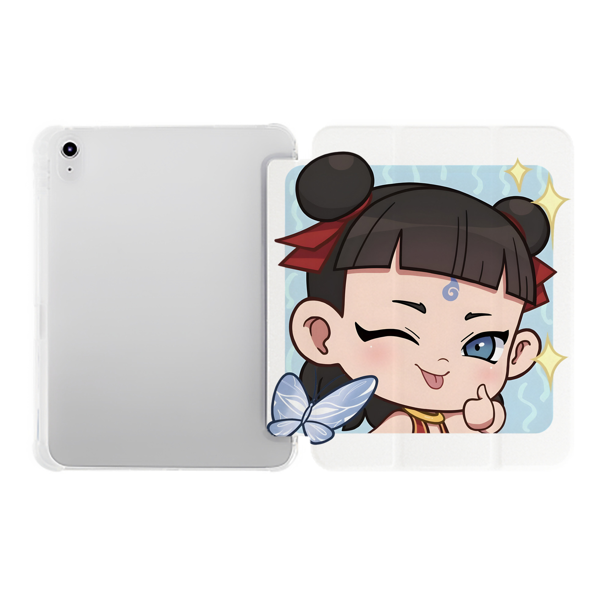 （画像用） Ne Zha 2 ナタ 魔童の大暴れ IPad ケース ペン収納付き 三つ折りスタンド PUレザー×シリコン 対応機種9.5/10.5/10.9インチ